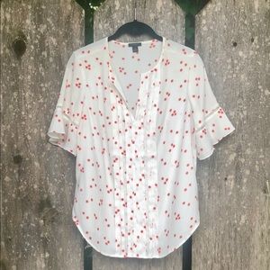 Ann Taylor White Floral Romantic Blouse